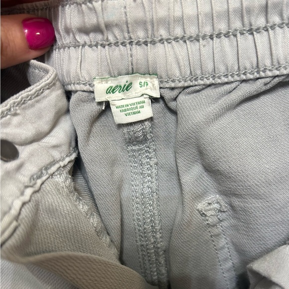 Aerie Cut Off Jean Shorts Grey Distressed Elastic Back Size Small - Picture 2 of 5